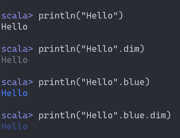 Dim ANSI Color Example 1
