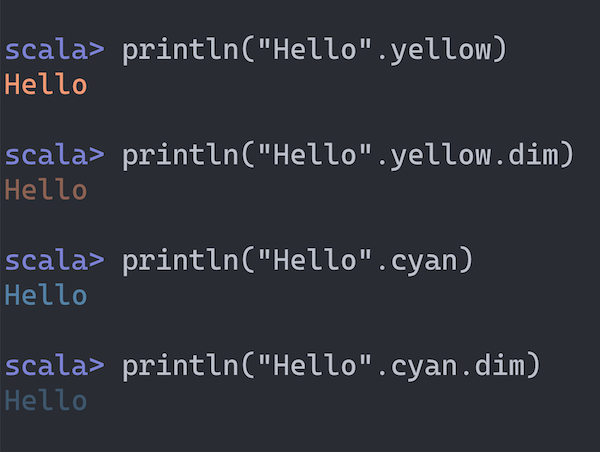 Dim ANSI Color Example 2
