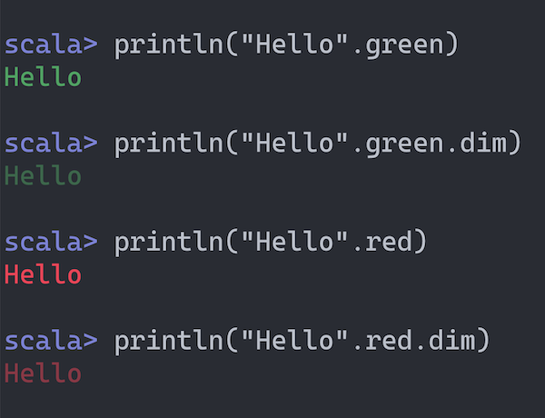 Dim ANSI Color Example 3