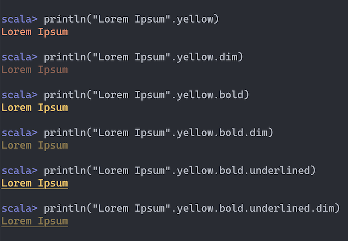 Dim ANSI Color Example 4